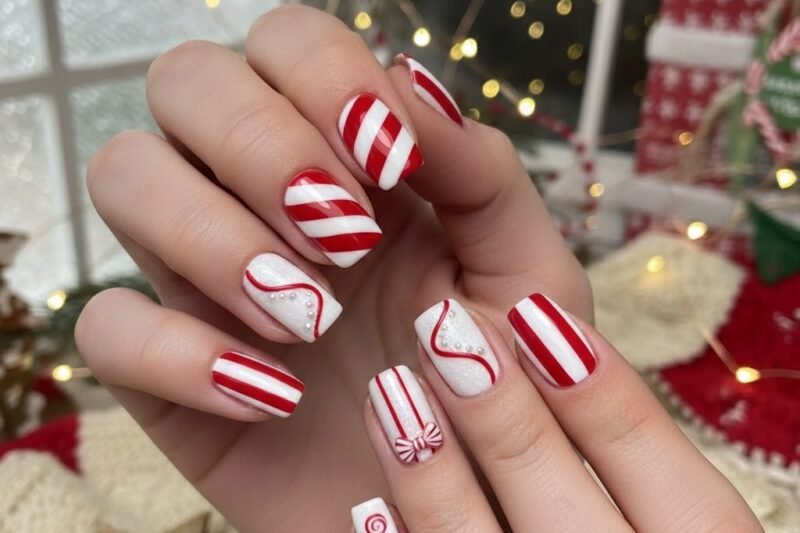 10 Candy Cane Nail Ideas for Extra Christmas Fun